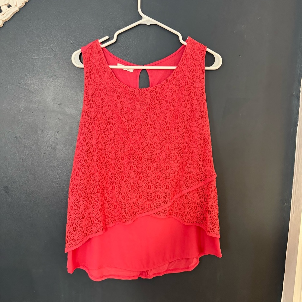 Maurices Pink Lace Overlay Blouse